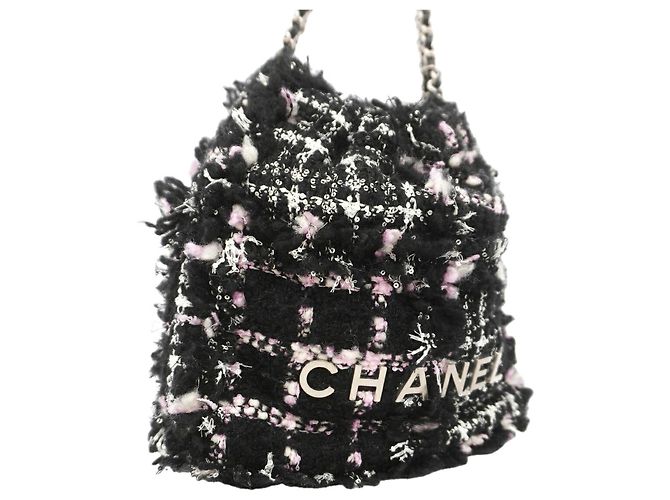 Borsa a tracolla Chanel in tweed nero - vista 2