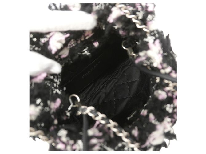 Borsa a tracolla Chanel in tweed nero - vista 4