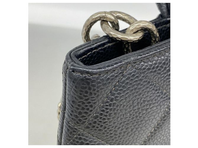 Borsa Tote Chanel in pelle di vitello martellata nera - vista 7