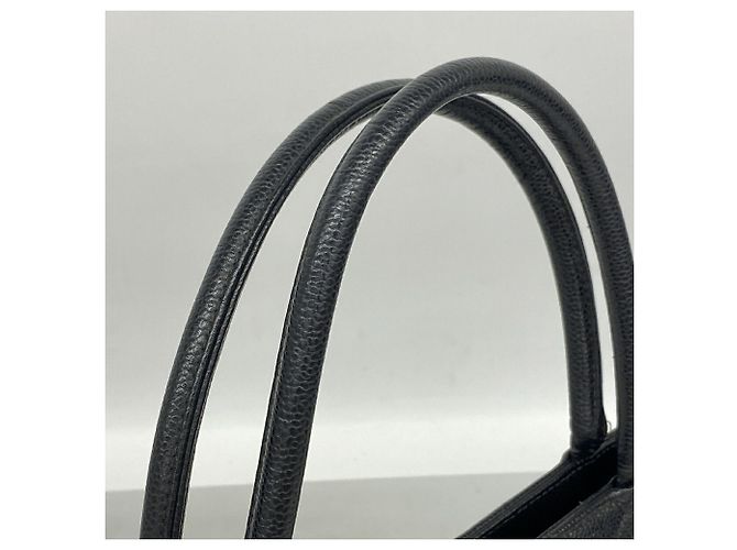 Borsa Tote Chanel in pelle di vitello martellata nera - vista 9