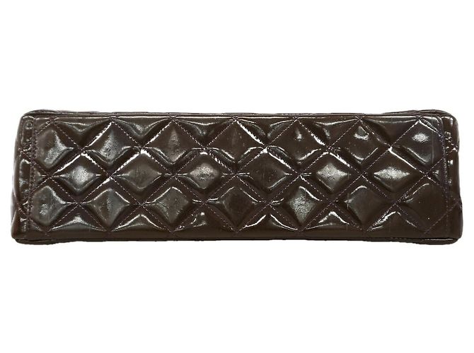 Borsa a tracolla Chanel in pelle verniciata marrone - vista 3