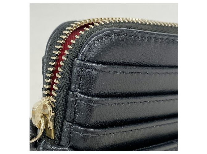 Portamonete Chanel in pelle d'agnello nera - vista 6