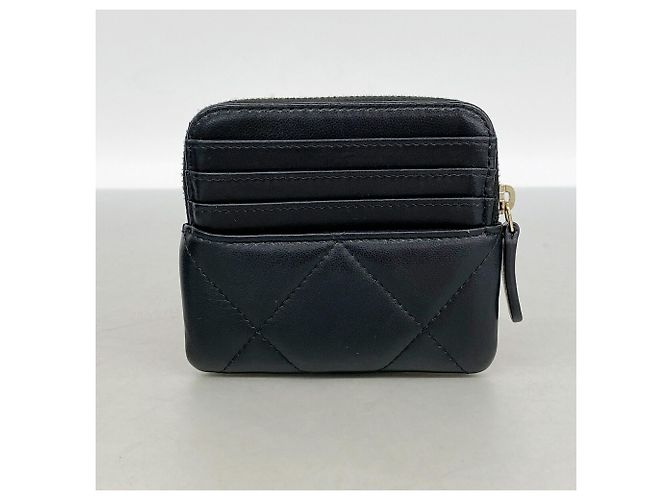 Portamonete Chanel in pelle d'agnello nera - vista 8