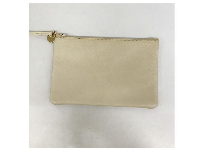 Borsa a tracolla Chanel in pelle beige - vista 10