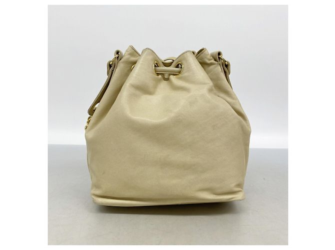 Borsa a tracolla Chanel in pelle beige - vista 11