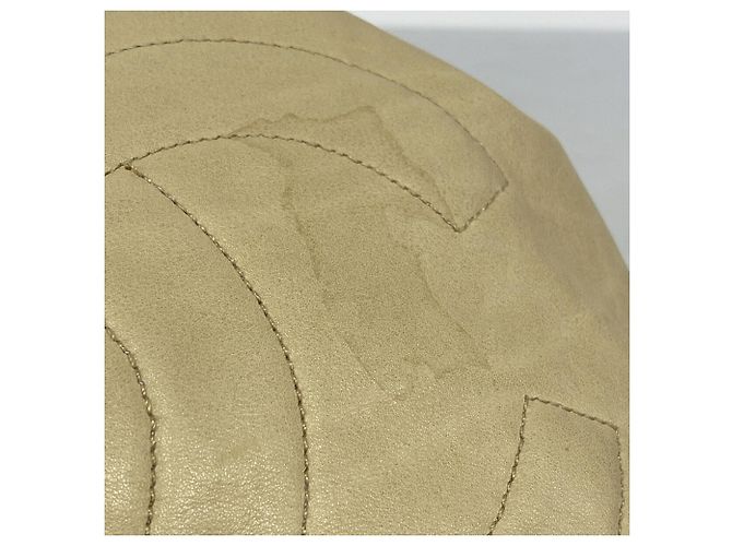 Borsa a tracolla Chanel in pelle beige - vista 8