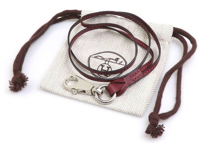 Hermès Cordon de cou en cuir rouge Hermes - vue 10