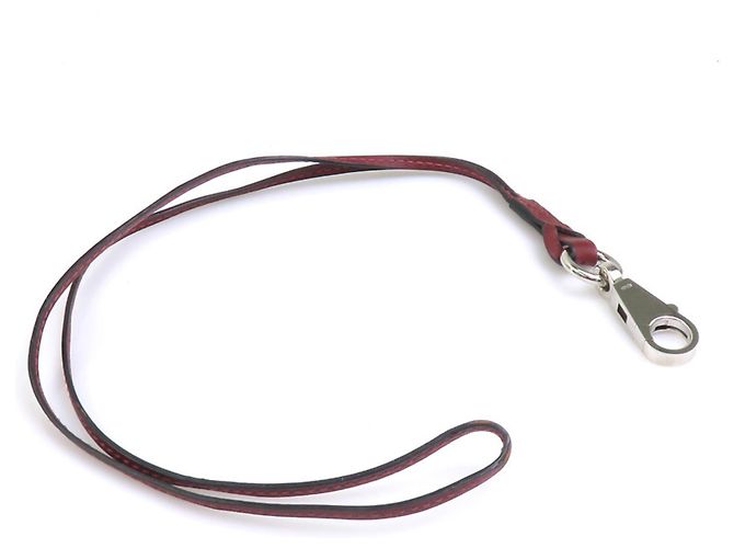 Hermès Cordon de cou en cuir rouge Hermes - vue 2