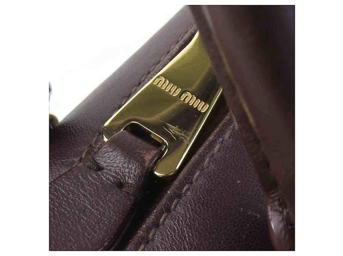 Borsa a mano Miu Miu in pelle marrone - vista 10