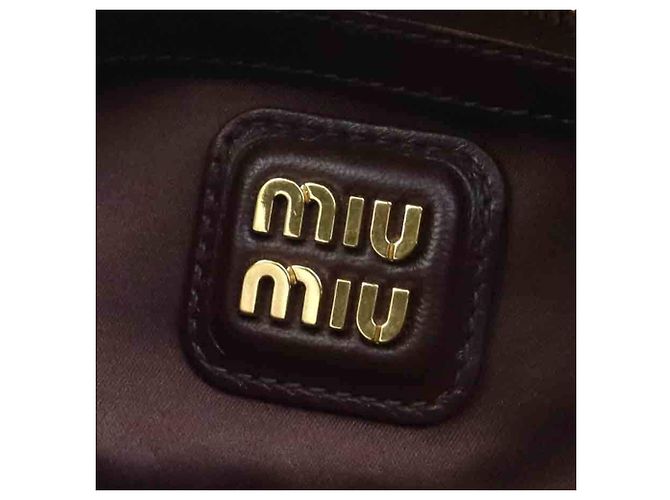Borsa a mano Miu Miu in pelle marrone - vista 14