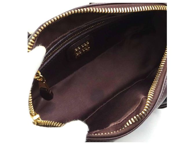 Borsa a mano Miu Miu in pelle marrone - vista 5