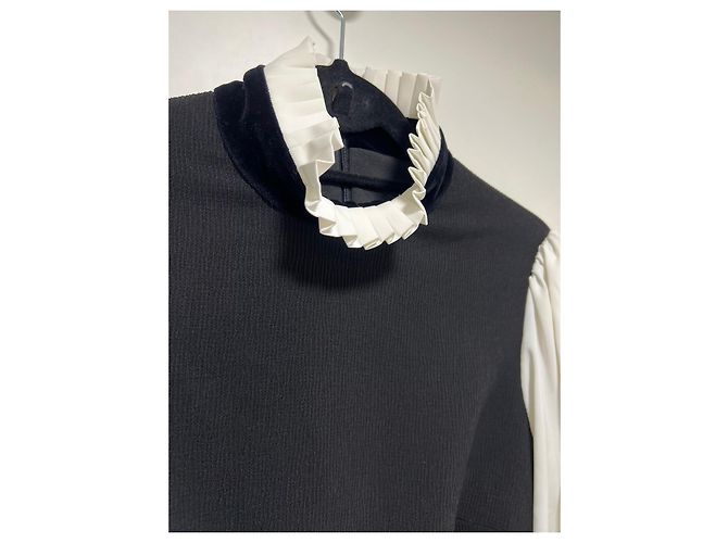 Autre Marque Glamoda Style schwarz-weißes Kleid mit Rüschen - Ansicht 4