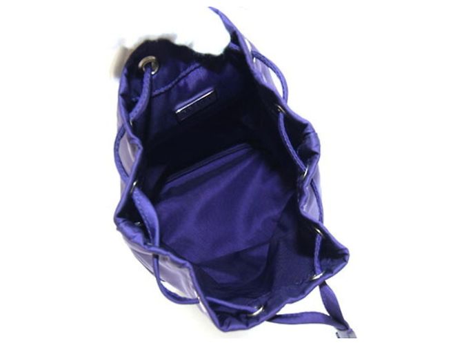 Borsetta pouch Prada in nylon e pelle viola - vista 4