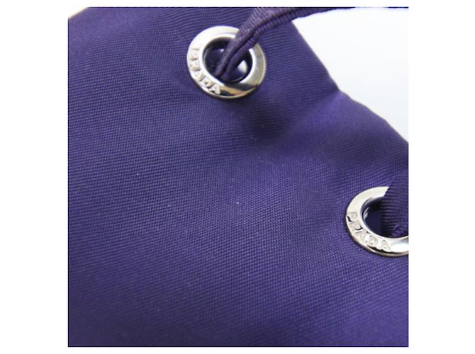 Borsetta pouch Prada in nylon e pelle viola - vista 7