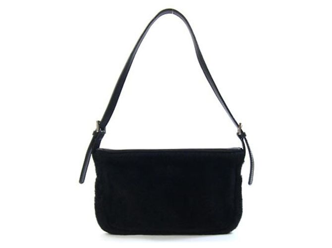 Borsa pouch Loewe in pelle e pelliccia nera - vista 2