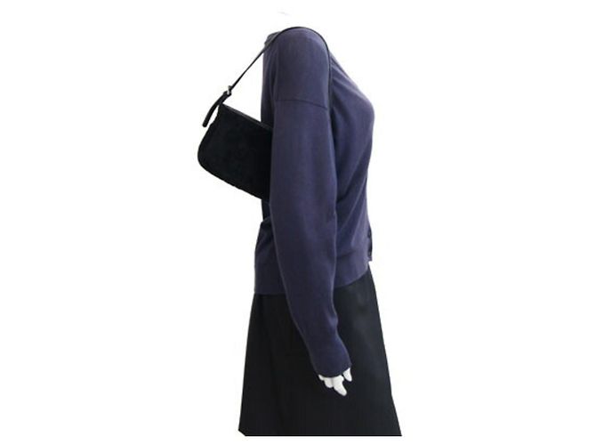 Borsa pouch Loewe in pelle e pelliccia nera - vista 8