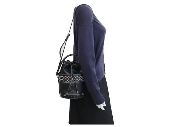 Autre Marque Borsa Saint Laurent Bias Mall in pelle nera - vista 9