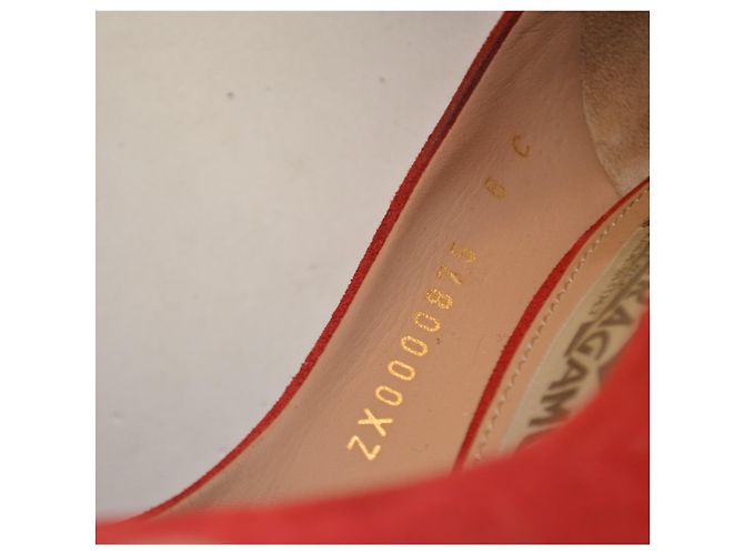 Salvatore Ferragamo Espadrillas Zeppa in Camoscio Rosso - vista 7