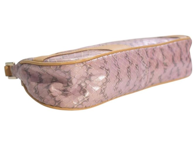 Bolsa Pochette Prada em Pele de Python Rosa Metálico - vista 12