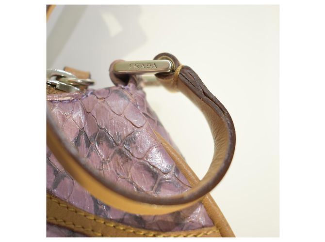 Bolsa Pochette Prada em Pele de Python Rosa Metálico - vista 15