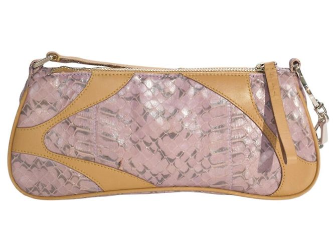 Bolsa Pochette Prada em Pele de Python Rosa Metálico - vista 4