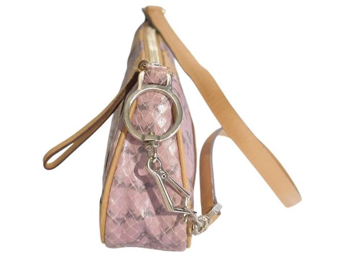 Bolsa Pochette Prada em Pele de Python Rosa Metálico - vista 5