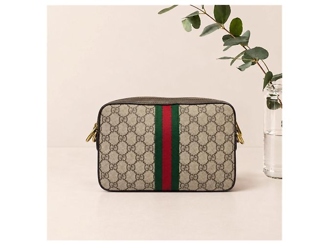 Gucci Ophidia Borsa Camera GG Supreme Canvas Marrone - vista 3