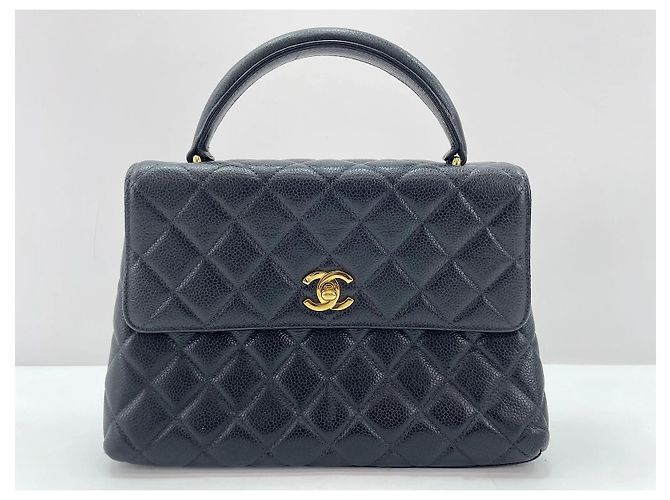 Chanel Vintage Two-Tone Kelly Top Handle Quilted Caviar Jumbo - vista 2