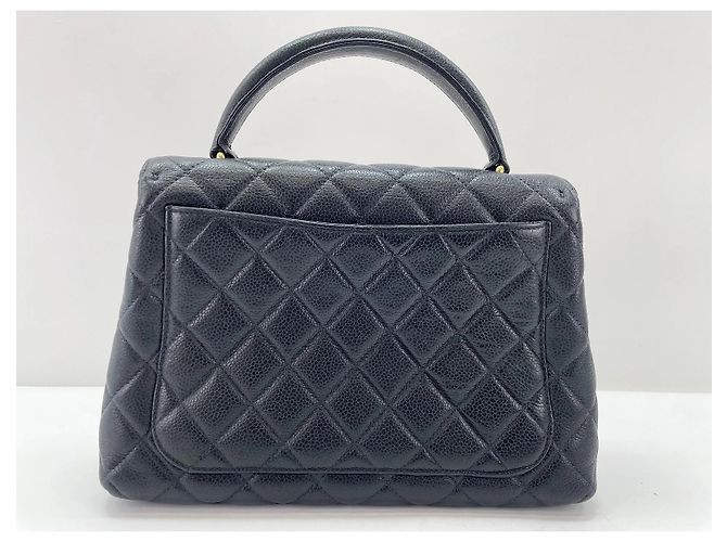 Chanel Vintage Two-Tone Kelly Top Handle Quilted Caviar Jumbo - vista 3