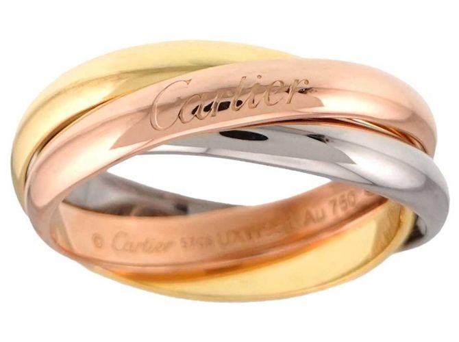 Anello Cartier Trinity in oro rosa bianco e giallo - vista 2