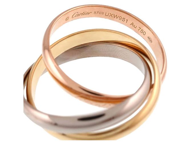 Anello Cartier Trinity in oro rosa bianco e giallo - vista 3