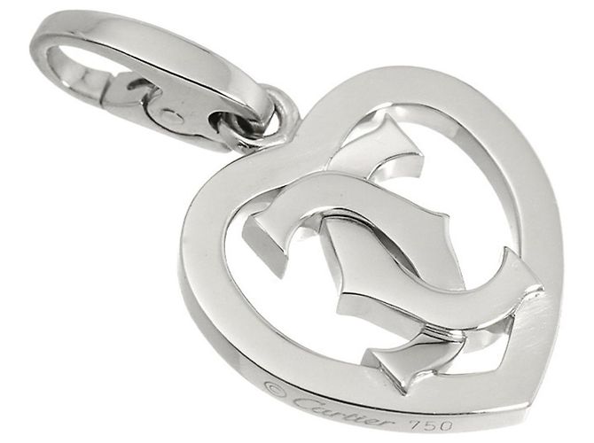 Pendente Cartier 2C Cuore in oro bianco 18K - vista 2