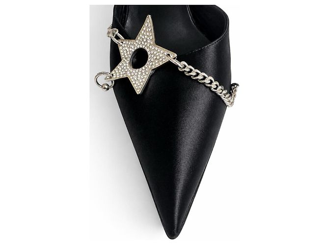 Dior Hardcore 2003 Décolleté Slingback Raso Nero Stelle Cristallo EU 39 - vista 5