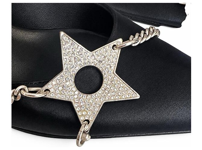 Dior Hardcore 2003 Décolleté Slingback Raso Nero Stelle Cristallo EU 39 - vista 6