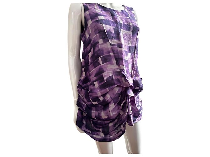 Top Marni morado de seda y lino estampado abstracto - vista 10