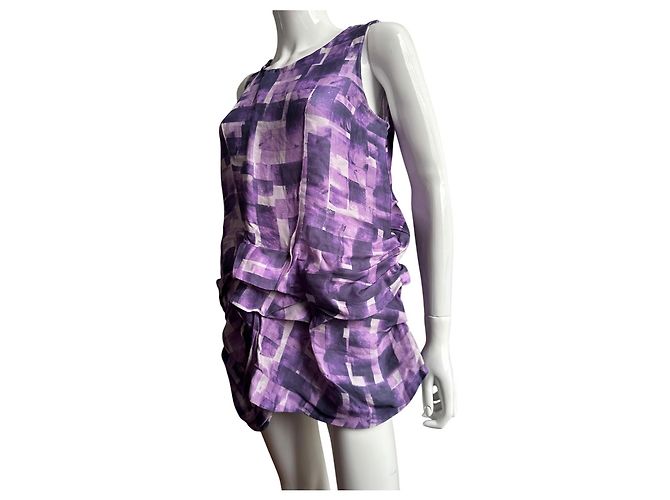 Top Marni morado de seda y lino estampado abstracto - vista 11