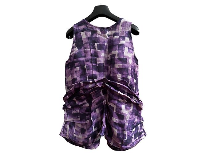 Top Marni morado de seda y lino estampado abstracto - vista 3