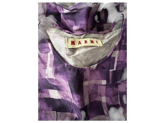 Top Marni morado de seda y lino estampado abstracto - vista 4