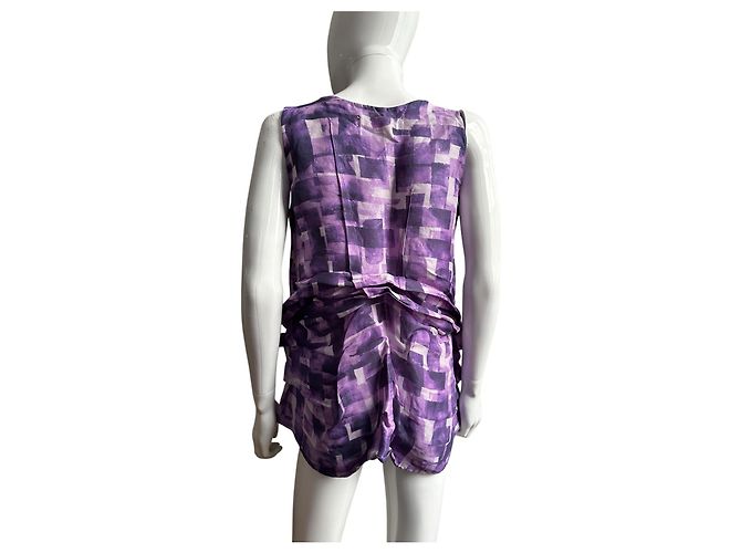 Top Marni morado de seda y lino estampado abstracto - vista 7