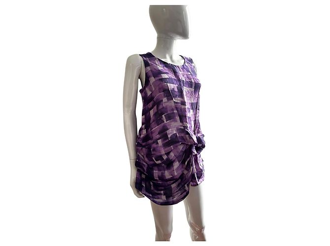 Top Marni morado de seda y lino estampado abstracto - vista 9