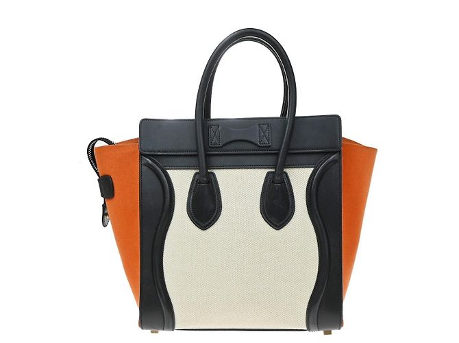 Céline Celine Tricolor Luggage Canvas and Leather Micro - vista 2