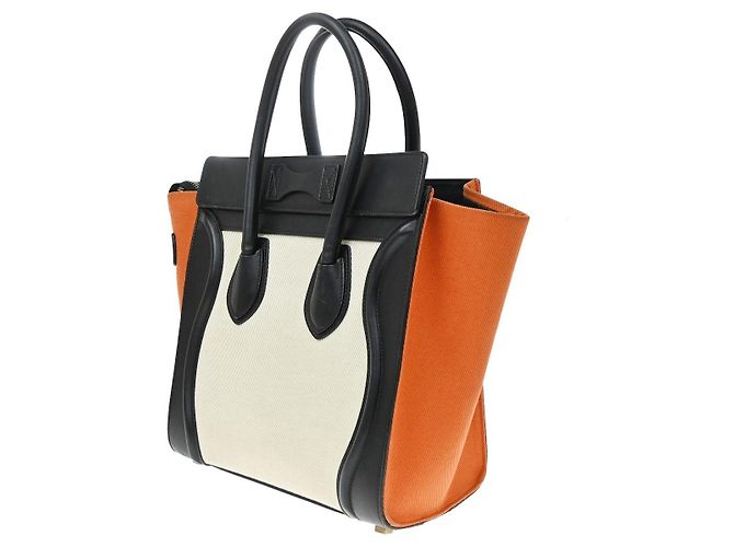 Céline Celine Tricolor Luggage Canvas and Leather Micro - vista 4