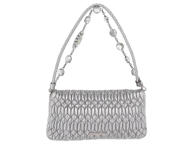 Clutch Miu Miu Crystal in pelle Matelassé Medium - vista 2