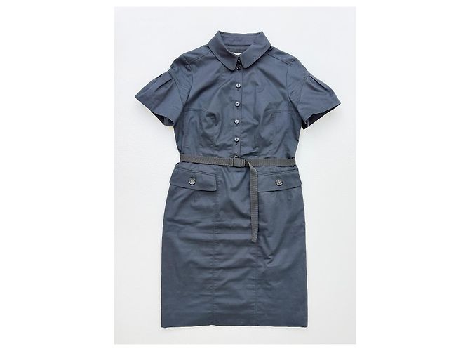 Burberry Kurzarm-Hemdkleid mit Gürtel in Navy - Ansicht 3