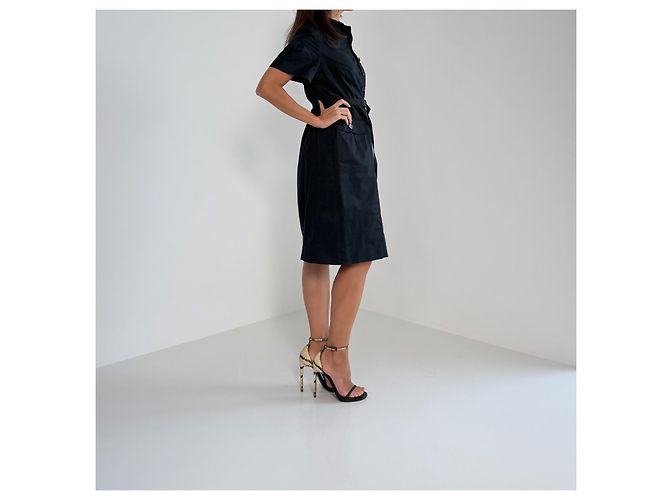Burberry Kurzarm-Hemdkleid mit Gürtel in Navy - Ansicht 6