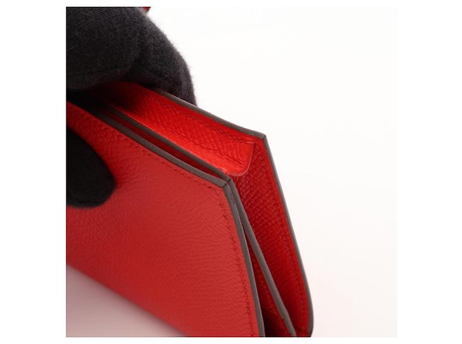 Béarn Hermès Cartera larga bi-fold Hermes Bearn Soufflé en Rouge Tomato - vista 10