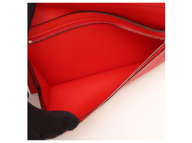 Béarn Hermès Cartera larga bi-fold Hermes Bearn Soufflé en Rouge Tomato - vista 4