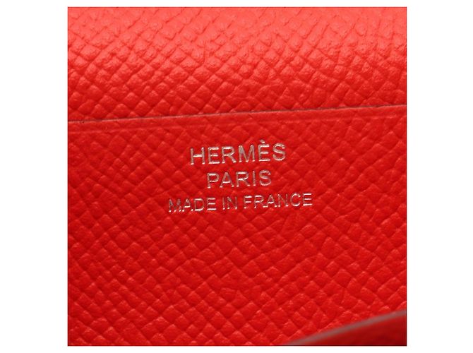 Béarn Hermès Cartera larga bi-fold Hermes Bearn Soufflé en Rouge Tomato - vista 5