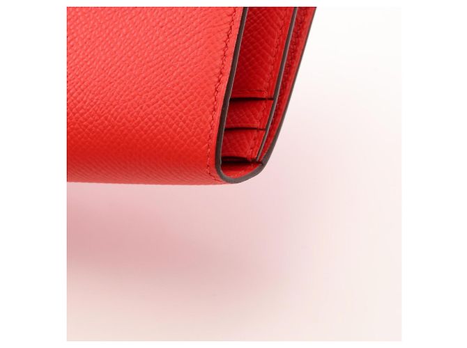 Béarn Hermès Cartera larga bi-fold Hermes Bearn Soufflé en Rouge Tomato - vista 8