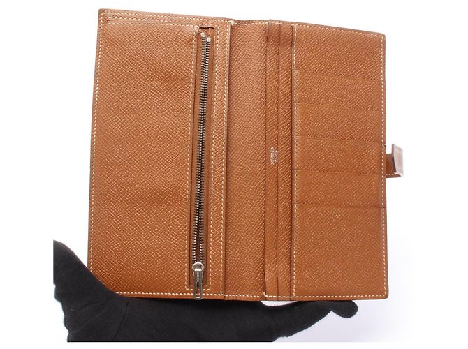 Béarn Hermès Cartera larga bi-fold Hermes Bearn Soufflé Gold - vista 3